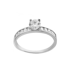 ANELLO SOLITARIO MM 5 CON ZIRCONE BIANCO IN ARGENTO 925 GALVANICA RODIO