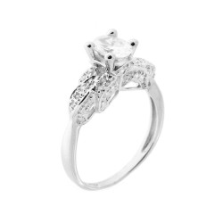ANELLO SOLITARIO CON CUBIC ZIRCONIA BIANCO IN ARGENTO 925 GALVANICA RODIO