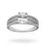ANELLO SOLITARIO CON ZIRCONE OVALE MM 8 CON TRE FILI ZIRCONI IN ARGENTO 925 RODIATO