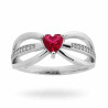 ANELLO CUORE ROSSO RUBINO CON ZIRCONI BIANCO IN ARGENTO 925 RODIATO