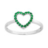 ANELLO CUORE CON CUBIC ZIRCONIA VERDE SMERALDO IN ARGENTO 925 GALVANICA RODIO