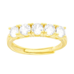ANELLO VERETTA CON CUBIC ZIRCONIA BIANCHI MM 4 IN ARGENTO 925 GALVANICA ORO