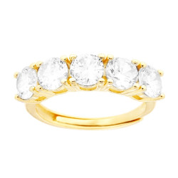 ANELLO VERETTA CON CUBIC ZIRCONIA BIANCHI MM 5 IN ARGENTO 925 GALVANICA ORO