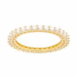 ANELLO ETERNITY VERETTA CON ZIRCONI BIANCHI MM 2 IN ARGENTO 925 GALVANICA ORO
