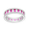 ANELLO ETERNITY CON CUBIC ZIRCONIA TAGLIO BAGUETTE ALTERNATI BIANCHI E ROSSO RUBINO IN ARGENTO 925 GALVANICA RODIO