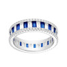 ANELLO ETERNITY CON CUBIC ZIRCONIA TAGLIO BAGUETTE ALTERNATI BIANCHI E BLU ZAFFIRO IN ARGENTO 925 GALVANICA RODIO