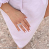 ANELLO ETERNITY CON CUBIC ZIRCONIA TAGLIO BAGUETTE ALTERNATI BIANCHI E BLU ZAFFIRO IN ARGENTO 925 GALVANICA RODIO