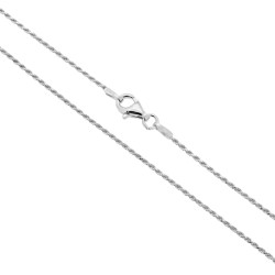 CATENA CORDA DIAMANTATA 025 SEZIONE MM 1.2 LUNGHEZZA CM 40 IN ARGENTO 925 GALVANICA RODIO