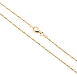CATENA CORDA DIAMANTATA 025 SEZIONE MM 1.2 LUNGHEZZA CM 45 IN ARGENTO 925 GALVANICA ORO
