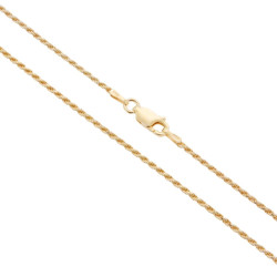 CATENA CORDA DIAMANTATA 030 SEZIONE MM 1.4 LUNGHEZZA CM 50 IN ARGENTO 925 GALVANICA ORO