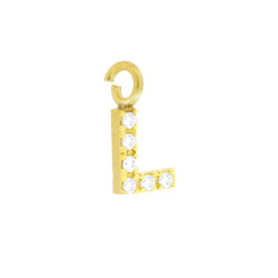 CIONDOLO LETTERA INIZIALE NOME 11 MM CON ZIRCONI BIANCHI IN ARGENTO 925 GALVANICA ORO