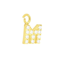 CIONDOLO LETTERA INIZIALE NOME 11 MM CON ZIRCONI BIANCHI IN ARGENTO 925 GALVANICA ORO