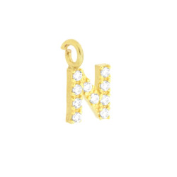 CIONDOLO LETTERA INIZIALE NOME 11 MM CON ZIRCONI BIANCHI IN ARGENTO 925 GALVANICA ORO