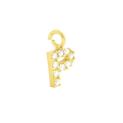 CIONDOLO LETTERA INIZIALE NOME 11 MM CON ZIRCONI BIANCHI IN ARGENTO 925 GALVANICA ORO