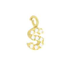 CIONDOLO LETTERA INIZIALE NOME 11 MM CON ZIRCONI BIANCHI IN ARGENTO 925 GALVANICA ORO