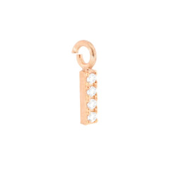 CIONDOLO LETTERA INIZIALE NOME 11 MM CON ZIRCONI BIANCHI IN ARGENTO 925 GALVANICA ROSA
