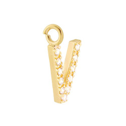 CIONDOLO LETTERA NOME INIZIALE 13 MM CON ZIRCONI BIANCHI IN ARGENTO 925 GALVANICA ORO