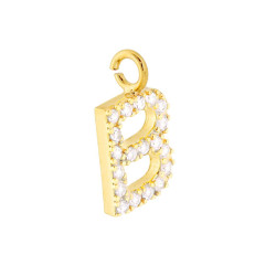 CIONDOLO LETTERA NOME INIZIALE 13 MM CON ZIRCONI BIANCHI IN ARGENTO 925 GALVANICA ORO