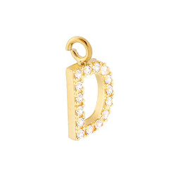 CIONDOLO LETTERA NOME INIZIALE 13 MM CON ZIRCONI BIANCHI IN ARGENTO 925 GALVANICA ORO
