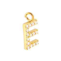 CIONDOLO LETTERA NOME INIZIALE 13 MM CON ZIRCONI BIANCHI IN ARGENTO 925 GALVANICA ORO