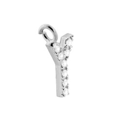 CIONDOLO LETTERA INIZIALE NOME 13 MM CON ZIRCONI BIANCHI IN ARGENTO 925 GALVANICA RODIO