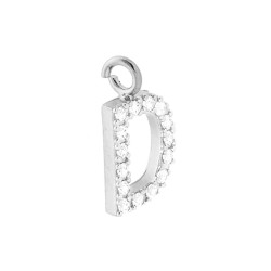 CIONDOLO LETTERA INIZIALE NOME 13 MM CON ZIRCONI BIANCHI IN ARGENTO 925 GALVANICA RODIO