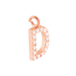 CIONDOLO LETTERA INIZIALE NOME 13 MM CON ZIRCONI BIANCHI IN ARGENTO 925 GALVANICA ROSA