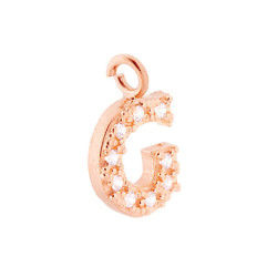 CIONDOLO LETTERA INIZIALE NOME 13 MM CON ZIRCONI BIANCHI IN ARGENTO 925 GALVANICA ROSA