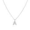COLLANA CATENA FORZATINA DIAMANTATA CON CIONDOLO LETTERA NOME INIZIALE CON ZIRCONI BIANCHI IN ARGENTO 925 RODIATO