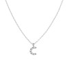 COLLANA CATENA FORZATINA DIAMANTATA CON CIONDOLO LETTERA NOME INIZIALE CON ZIRCONI BIANCHI IN ARGENTO 925 RODIATO