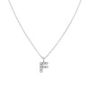 COLLANA CATENA FORZATINA DIAMANTATA CON CIONDOLO LETTERA NOME INIZIALE CON ZIRCONI BIANCHI IN ARGENTO 925 RODIATO