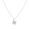 COLLANA CATENA FORZATINA DIAMANTATA CON CIONDOLO LETTERA NOME INIZIALE CON ZIRCONI BIANCHI IN ARGENTO 925 RODIATO