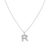 COLLANA CATENA FORZATINA DIAMANTATA CON CIONDOLO LETTERA NOME INIZIALE CON ZIRCONI BIANCHI IN ARGENTO 925 RODIATO