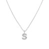 COLLANA CATENA FORZATINA DIAMANTATA CON CIONDOLO LETTERA NOME INIZIALE CON ZIRCONI BIANCHI IN ARGENTO 925 RODIATO