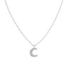 COLLANA CATENA ROLO DIAMANTATA CON CIONDOLO LETTERA E NOME INIZIALE CON ZIRCONI BIANCHI IN ARGENTO 925 GALVANICA RODIO
