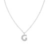 COLLANA CATENA ROLO DIAMANTATA CON CIONDOLO LETTERA E NOME INIZIALE CON ZIRCONI BIANCHI IN ARGENTO 925 GALVANICA RODIO