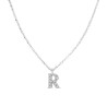 COLLANA CATENA ROLO DIAMANTATA CON CIONDOLO LETTERA E NOME INIZIALE CON ZIRCONI BIANCHI IN ARGENTO 925 GALVANICA RODIO