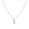 COLLANA CATENA ROLO DIAMANTATA CON CIONDOLO LETTERA E NOME INIZIALE CON ZIRCONI BIANCHI IN ARGENTO 925 GALVANICA RODIO