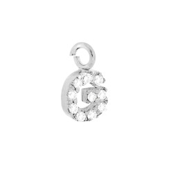 CIONDOLO LETTERA INIZIALE NOME 11 MM CON ZIRCONI BIANCHI IN ARGENTO 925 GALVANICA RODIO