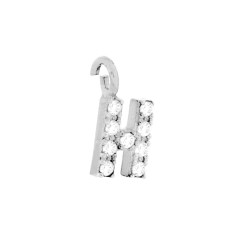 CIONDOLO LETTERA INIZIALE NOME 11 MM CON ZIRCONI BIANCHI IN ARGENTO 925 GALVANICA RODIO