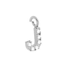 CIONDOLO LETTERA INIZIALE NOME 11 MM CON ZIRCONI BIANCHI IN ARGENTO 925 GALVANICA RODIO