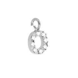 CIONDOLO LETTERA INIZIALE NOME 11 MM CON ZIRCONI BIANCHI IN ARGENTO 925 GALVANICA RODIO