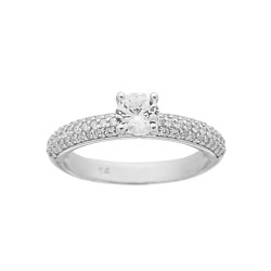 ANELLO SOLITARIO BIANCO 5 MM CON ZIRCONI BIANCHI IN ARGENTO 925 GALVANICA RODIO