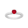 ANELLO SOLITARIO ROSSO RUBINO 5 MM CON ZIRCONI BIANCHI IN ARGENTO 925 GALVANICA RODIO