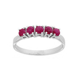 ANELLO VERETTA CON PIETRE NATURALI ROSSO RUBINO IN ARGENTO 925 GALVANICA RODIO