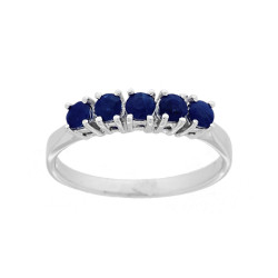 ANELLO VERETTA CON PIETRE NATURALI BLU ZAFFIRO IN ARGENTO 925 GALVANICA RODIO
