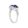 ANELLO TRILOGY CON PIETRE NATURALI OVALI BLU ZAFFIRO CONTORNATI DA ZIRCONI BIANCHI IN ARGENTO 925 RODIATO