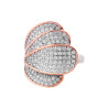 ANELLO FASCIA CON PETALI CON ZIRCONI BIANCHI E BORDI ROSATI IN ARGENTO 925 RODIATO