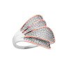 ANELLO FASCIA CON PETALI CON ZIRCONI BIANCHI E BORDI ROSATI IN ARGENTO 925 RODIATO