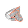 ANELLO FASCIA A NODO CON ZIRCONI BIANCHI CON BORDI ROSATI IN ARGENTO 925 RODIATO